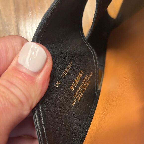 Lucky Brand 🍀 Black Leather and Cream Platform Sandals - Picture 7 of 12